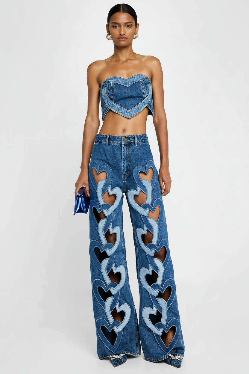 The Arielle Denim Vest & Wide-Leg Set in BLUEVEST | Lavishly Me