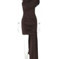 The Zaria Draped Ruched Mini Dress in Coffee | Lavishly Me