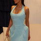 The Cobalt Corset Halter Mini Dress from the Everyday Luxe at Lavishly Me