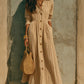 The Marais Pleated Button Maxi Dress from the Soft & Sophisticated at Lavishly Me