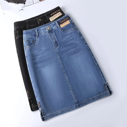 The Soho Split Denim Skirt from the Denim Edit at Lavishly Me