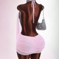 The Lyra Ruched Halter Mini Dress in Pink | Lavishly Me