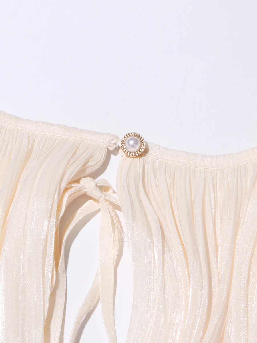 The Elodie Ruched Lantern-Sleeve Mini Dress in LIGHTGREEN | Lavishly Me