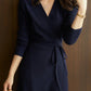 The Celine Wrap Knit Dress in Black | Lavishly Me