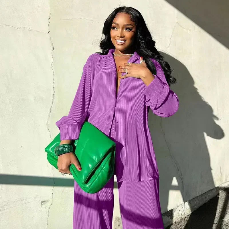 The Serena Wide-Leg Lounge Set in Blue | Lavishly Me