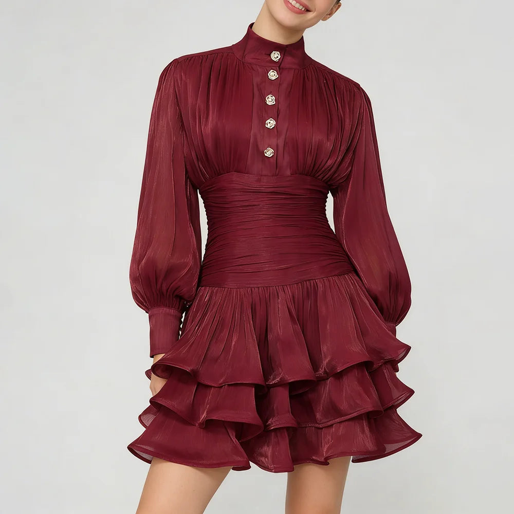 The Valentina French Pleated Dress in APRICOT | Lavishly Me