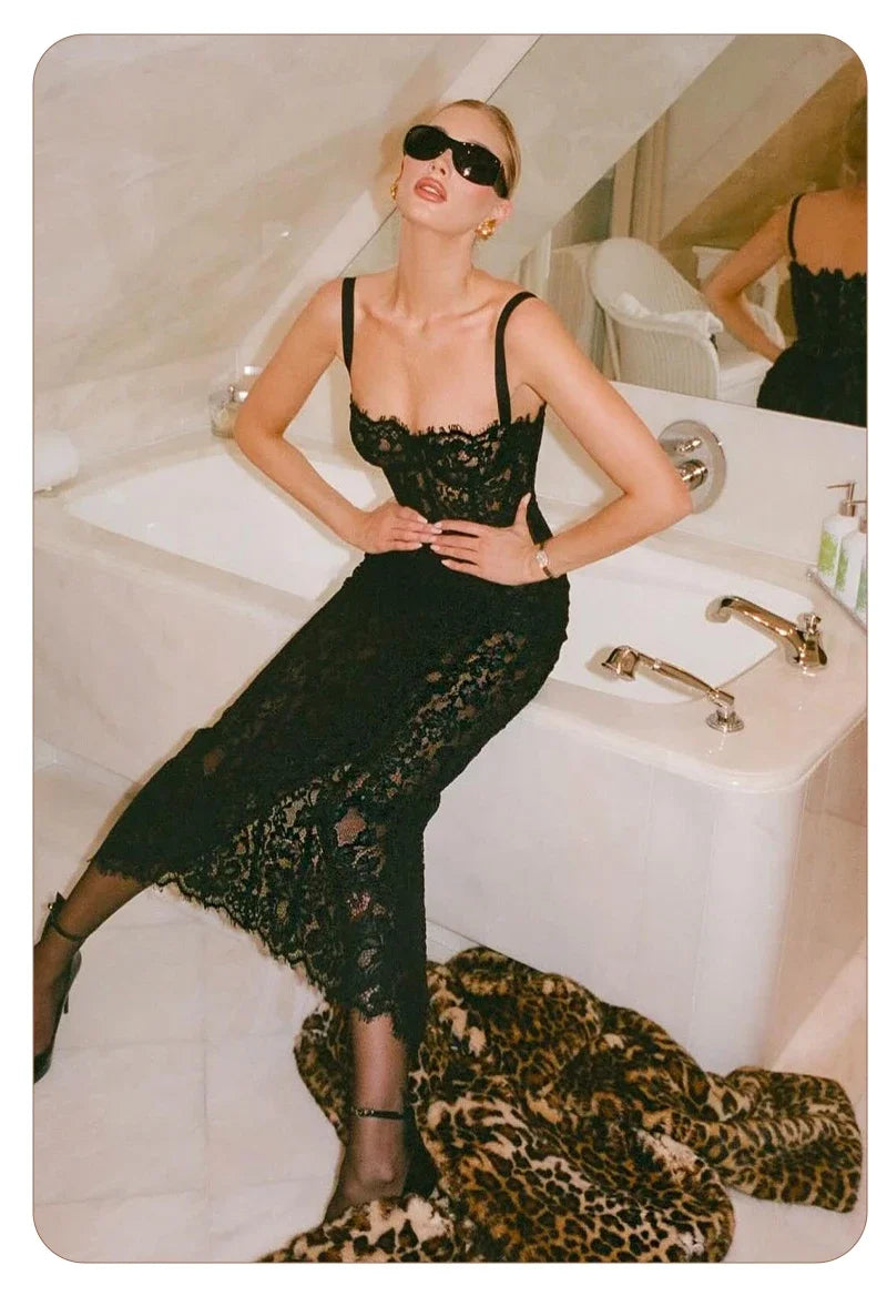 The Midnight Lace Gown