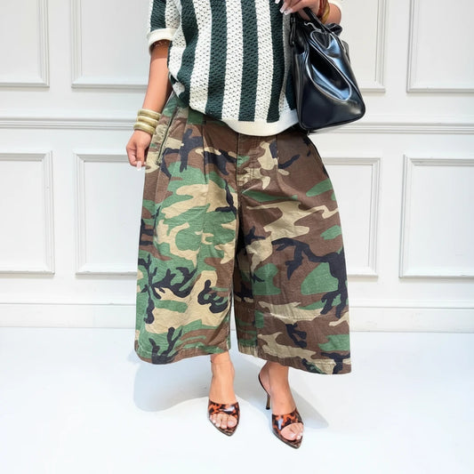 The Yara Camo Pockets Wide-Leg Pants by Lavishly Me