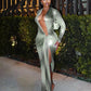 The Rhea Silky Ombré Midi Dress in green | Lavishly Me