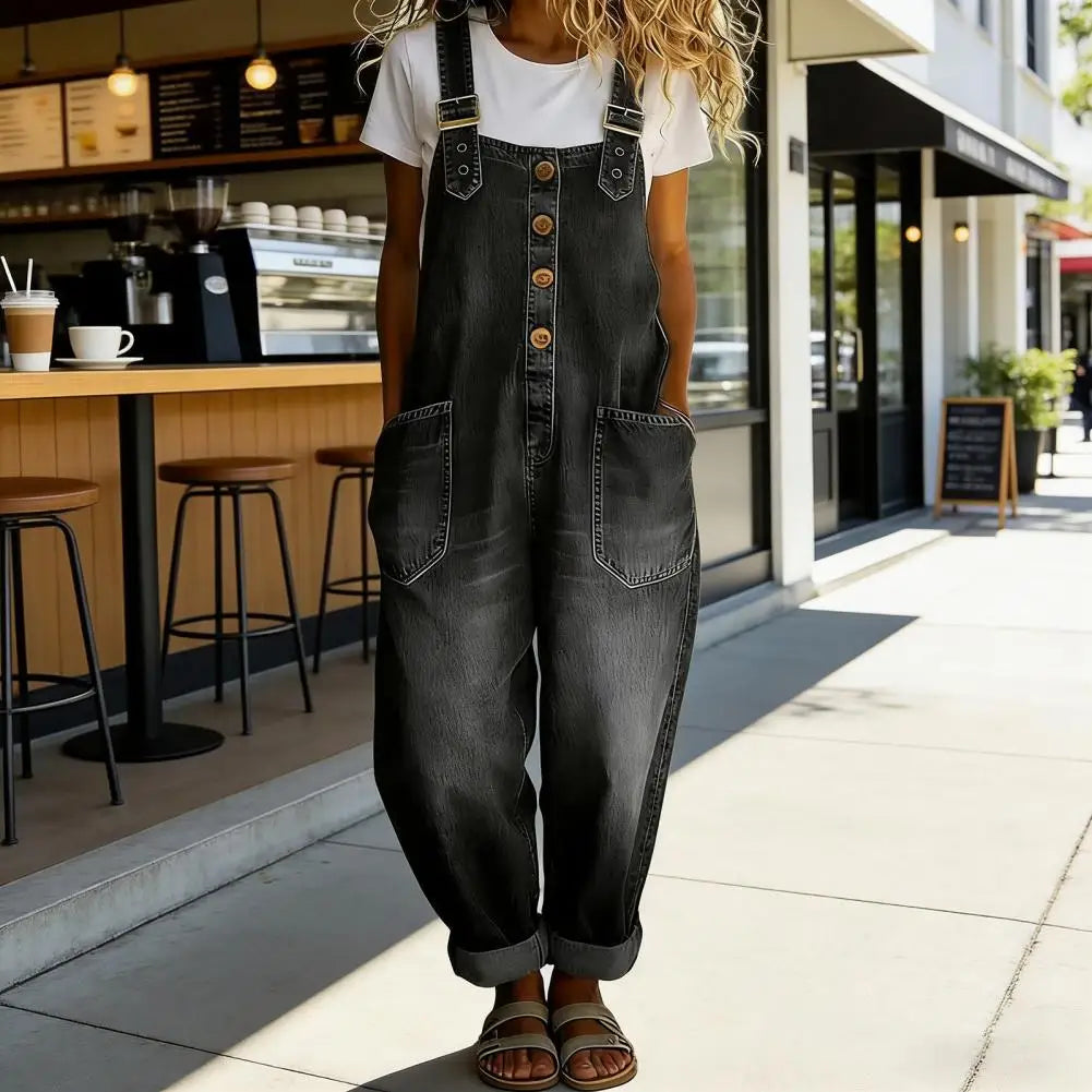 The Brooklyn Wide-Leg Denim Overalls