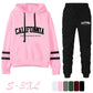 The West Coast Stripe Hooded Jogger Set hooded two-piece jogging suit from Lavishly Me