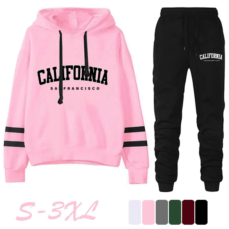The West Coast Stripe Hooded Jogger Set hooded two-piece jogging suit from Lavishly Me