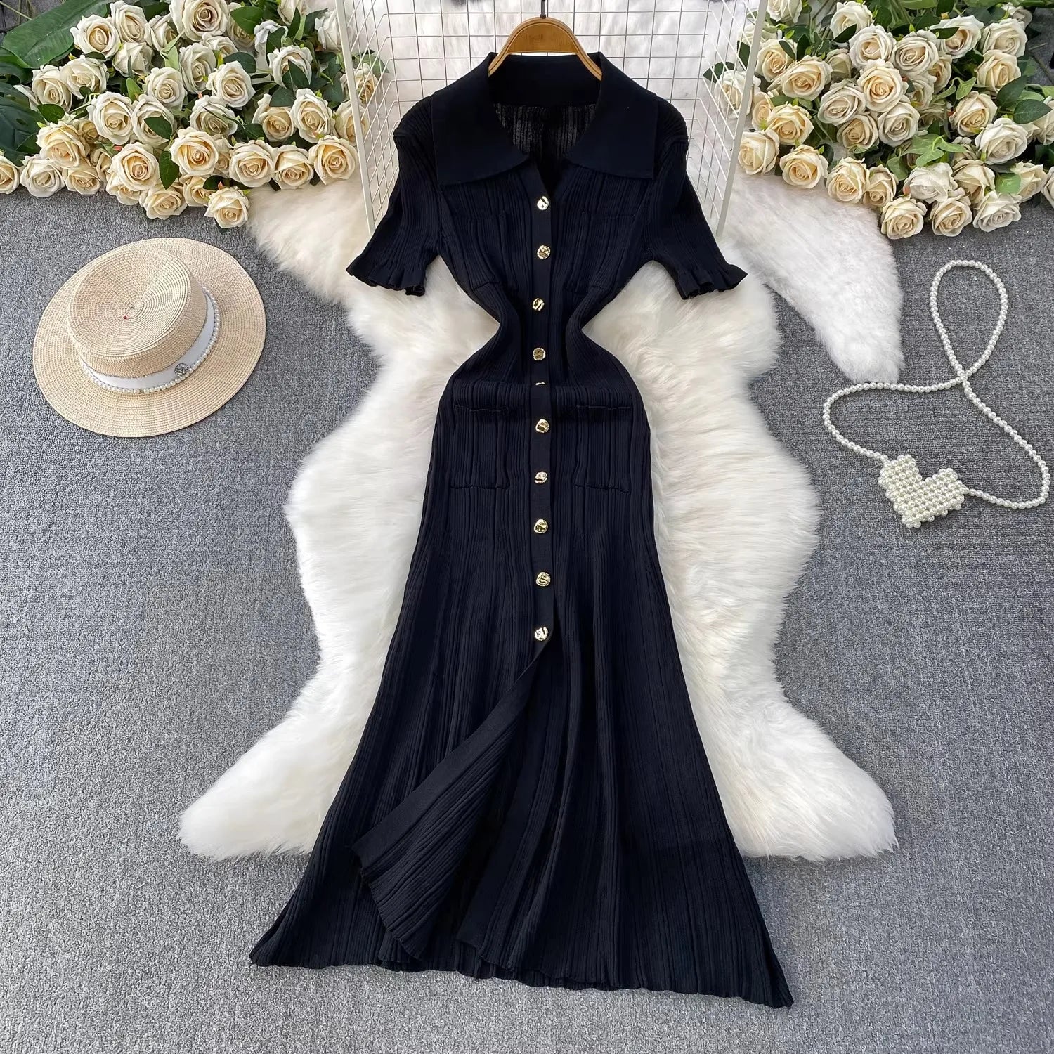 The Vivienne Button-Front Knit Maxi Dress | Lavishly Me