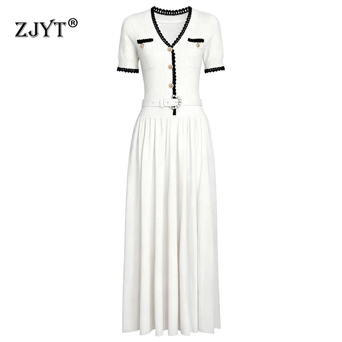 The Azure Belted Knit Vacation Dress from the Boss Energy at Lavishly Me