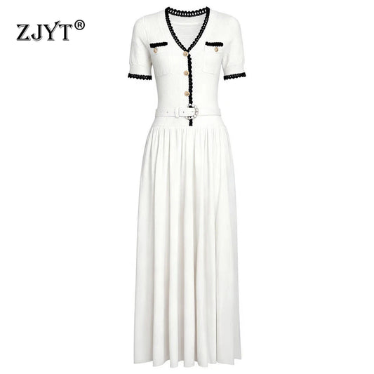 The Azure Belted Knit Vacation Dress from the Boss Energy at Lavishly Me