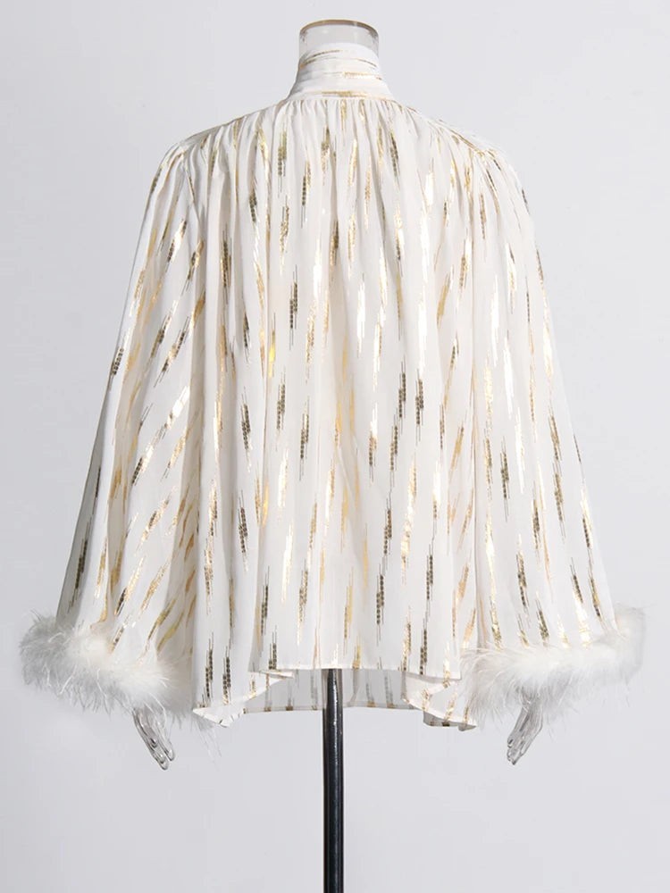The Celeste Feather-Trim Blouse from the Soft & Sophisticated at Lavishly Me