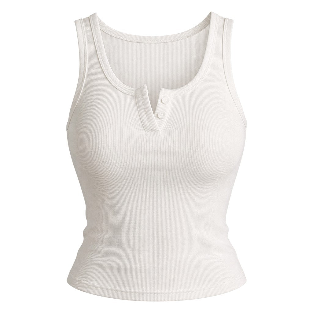 The Harper Ribbed Button Tank