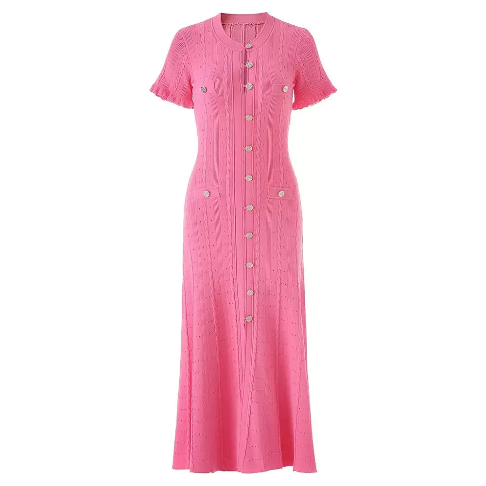 The Camille Cable-Knit Midi Dress in Orange | Lavishly Me