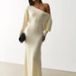 The Celestia Off-Shoulder Ruched Maxi Dress from the Celebration Edit at Lavishly Me