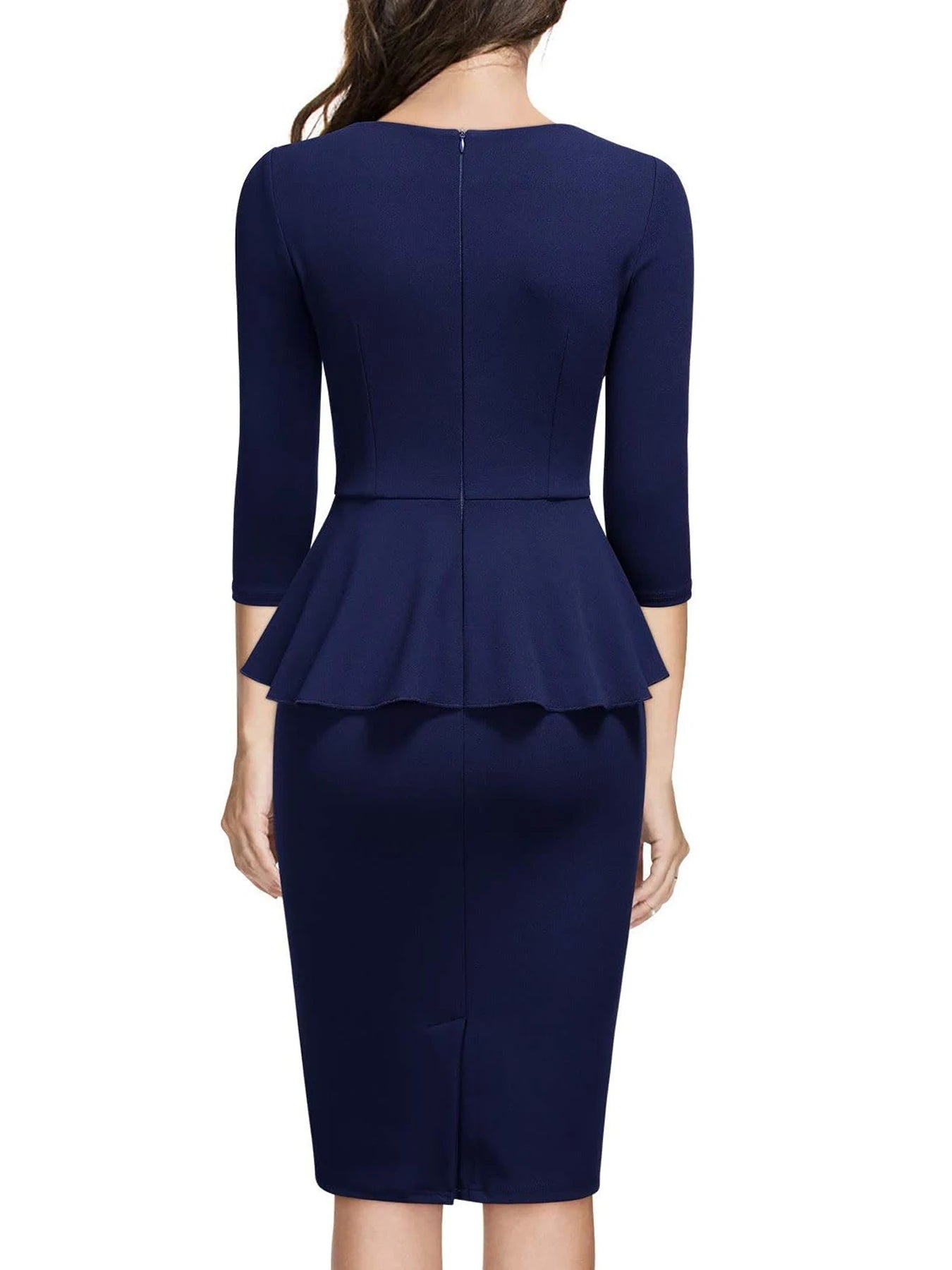 The Bianca Peplum Pencil Dress in black | Lavishly Me