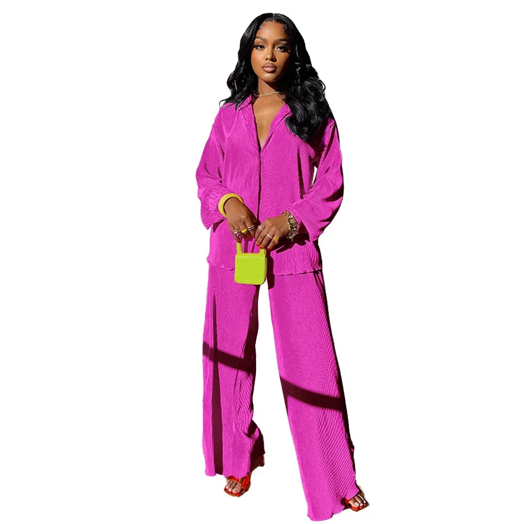The Serena Wide-Leg Lounge Set in Dark Purple | Lavishly Me
