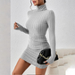 The Sasha Knit Turtleneck Mini Dress in Red | Lavishly Me