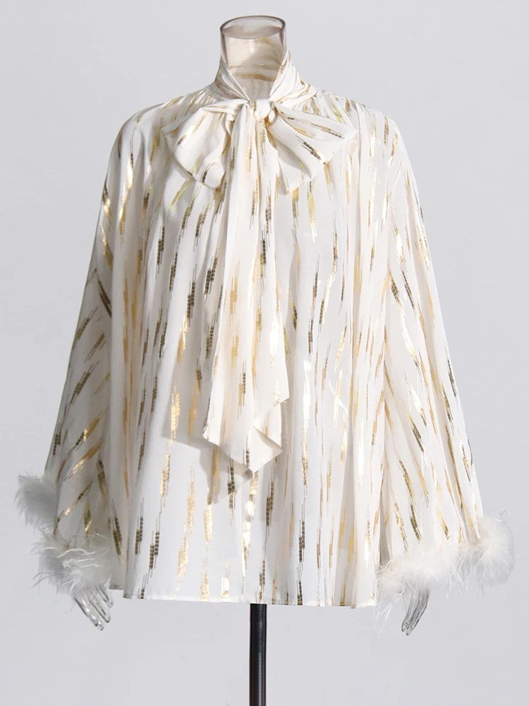 The Celeste Feather-Trim Blouse from the Soft & Sophisticated at Lavishly Me