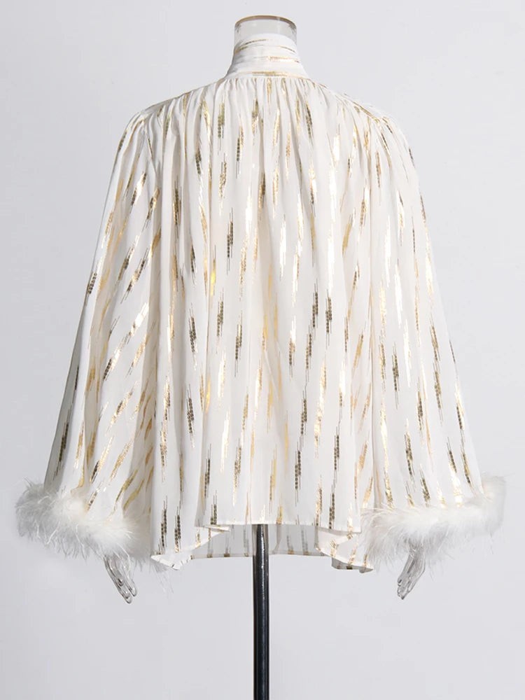 The Celeste Feather-Trim Blouse from the Soft & Sophisticated at Lavishly Me