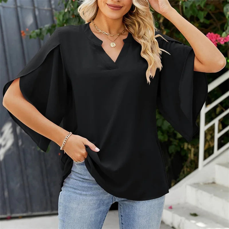 The Calista Chiffon Flare-Sleeve Blouse from the Soft & Sophisticated at Lavishly Me