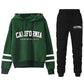 The West Coast Stripe Hooded Jogger Set hooded two-piece jogging suit from Lavishly Me