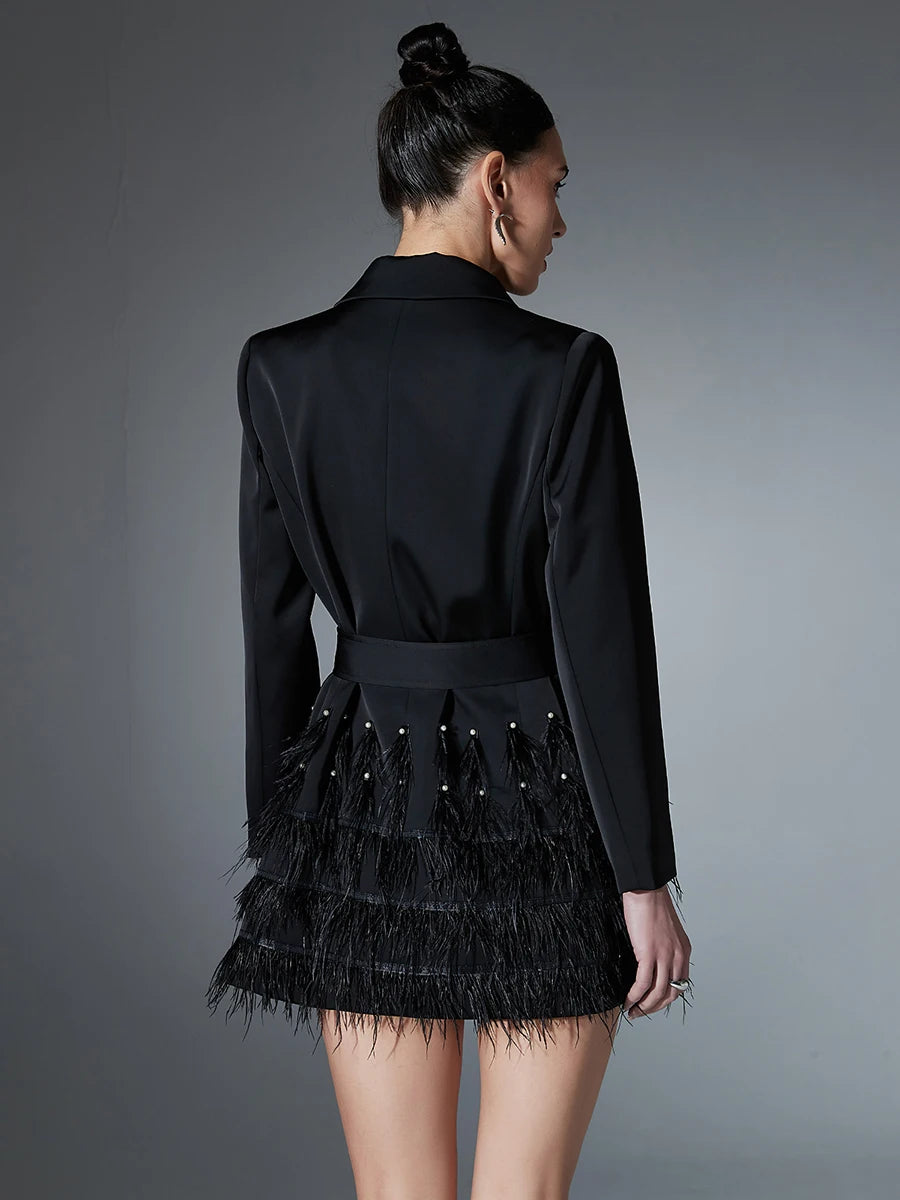 The Bianca Feather-Cuff Blazer Dress from the After Dark at Lavishly Me