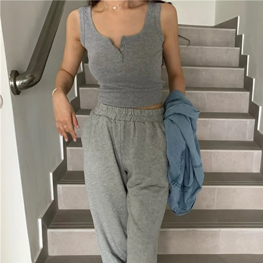 The Harper Ribbed Button Tank