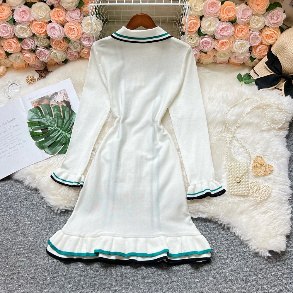 The Brielle Ruffle Knit Mini Dress | Lavishly Me