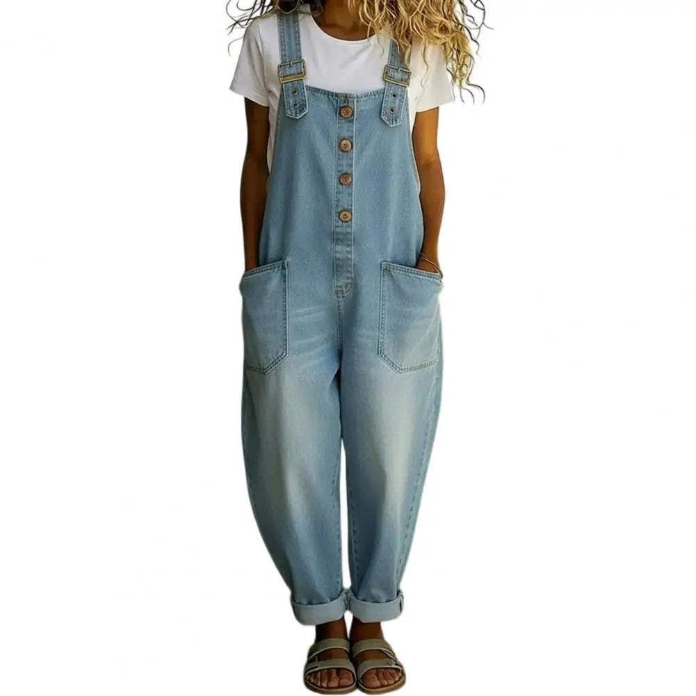 The Brooklyn Wide-Leg Denim Overalls