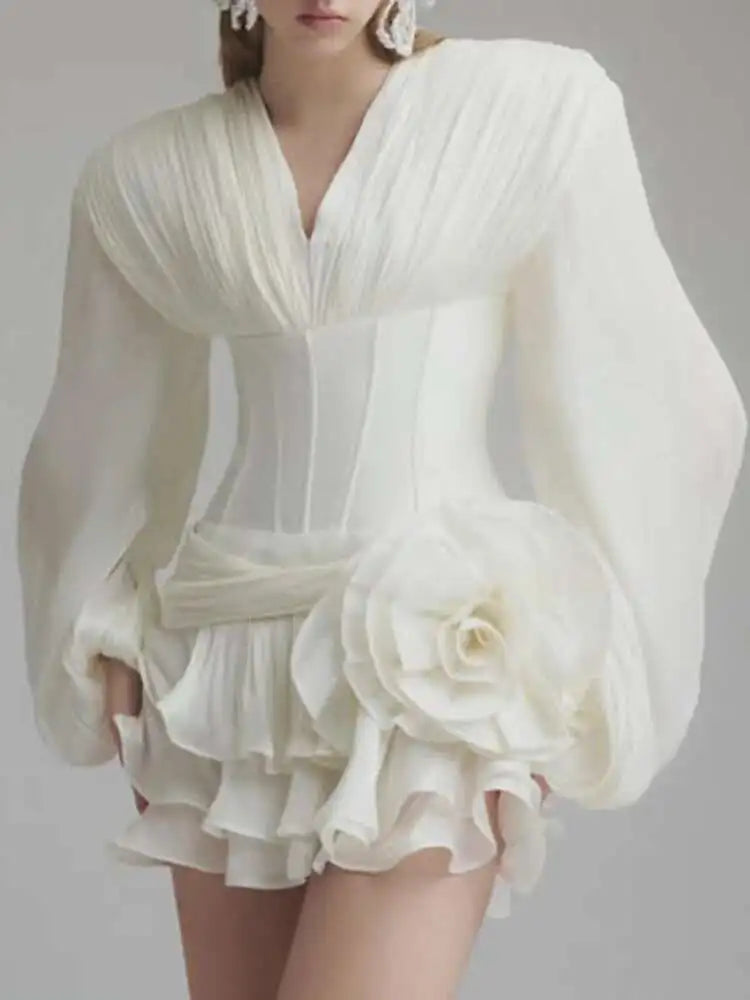 The Rosamund Ruffle Appliqué Mini Dress from the Celebration Edit at Lavishly Me