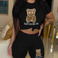The Leona Bear Print Hooded Luxe Lounge Set