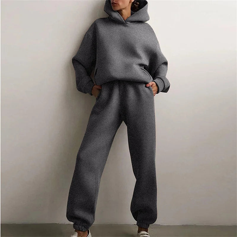The Chalet Cozy Hoodie Jogger Set hooded two-piece jogging suit from Lavishly Me