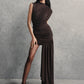 The Zaria Draped Ruched Mini Dress in black | Lavishly Me