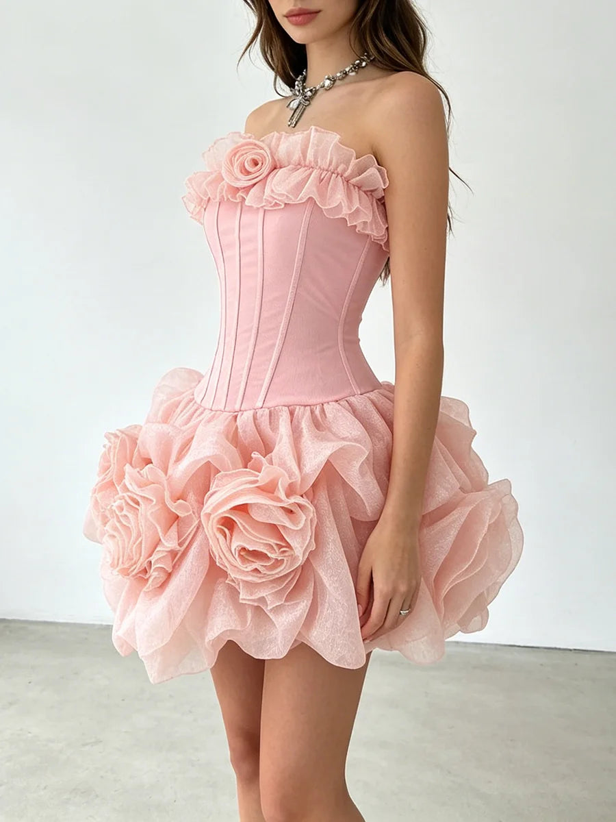 The Flora Appliqué A-Line Mini Dress in LIGHTYELLOW | Lavishly Me