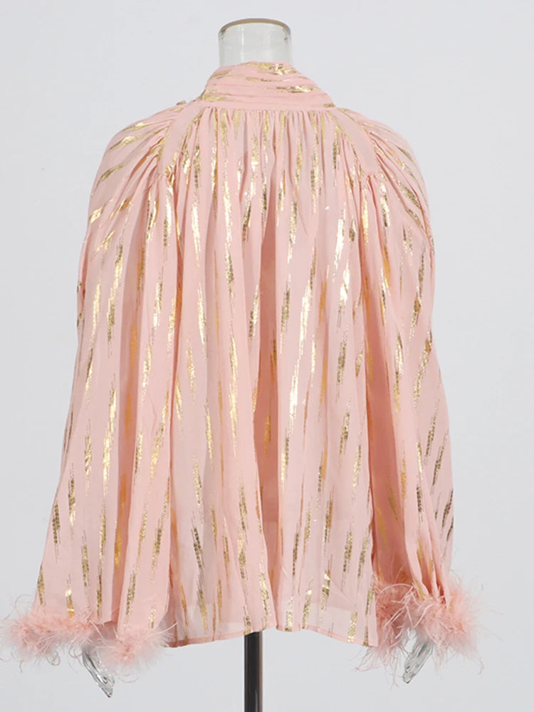 The Celeste Feather-Trim Blouse from the Soft & Sophisticated at Lavishly Me