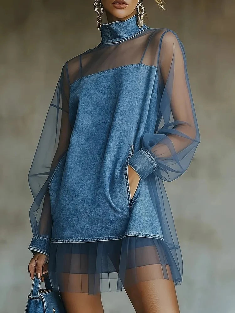The Midnight Tulle Denim Dress from the Denim Edit at Lavishly Me