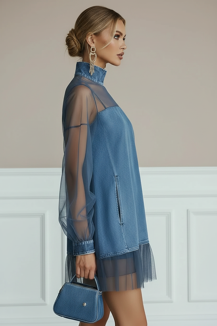 The Midnight Tulle Denim Dress