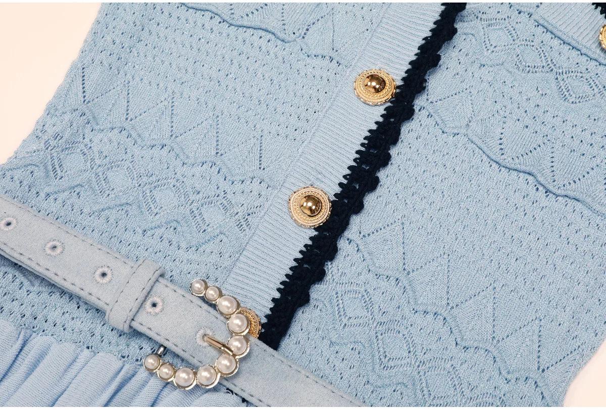 The Azure Belted Knit Vacation Dress from the Boss Energy at Lavishly Me