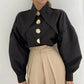 The Solène Button Blended Statement Blouse by Lavishly Me