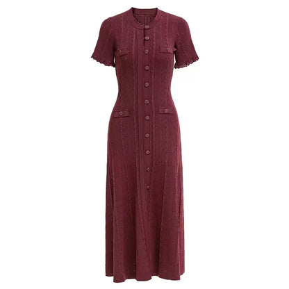 The Camille Cable-Knit Midi Dress in Brown | Lavishly Me