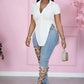 The Ellis V-Hem Button Blouse in WHITE | Lavishly Me