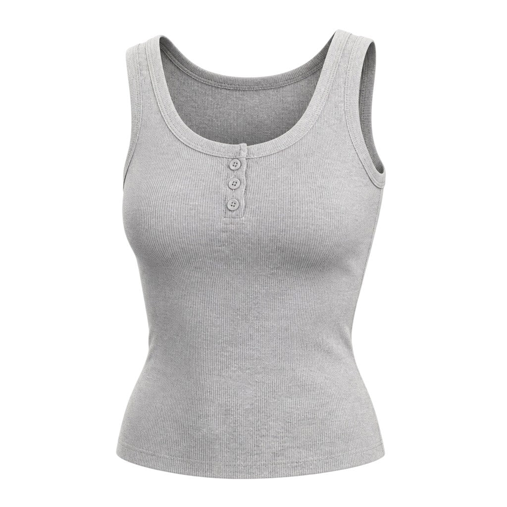 The Harper Ribbed Button Tank
