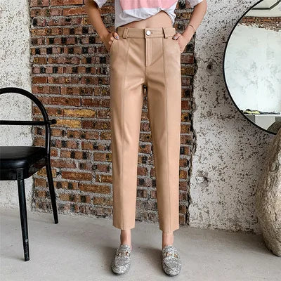 The Verity Leather Pants in 715 Blue haze | Lavishly Me