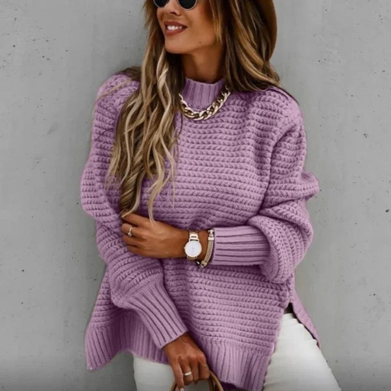The Aveline Knit Curve Sweater in Grey | Lavishly Me