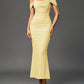The Amara Ruched Corset Maxi Dress in Gold Floral | Lavishly Me